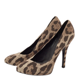 Dolce&Gabbana Brown Leopard Print Canvas Mary Jane Pumps